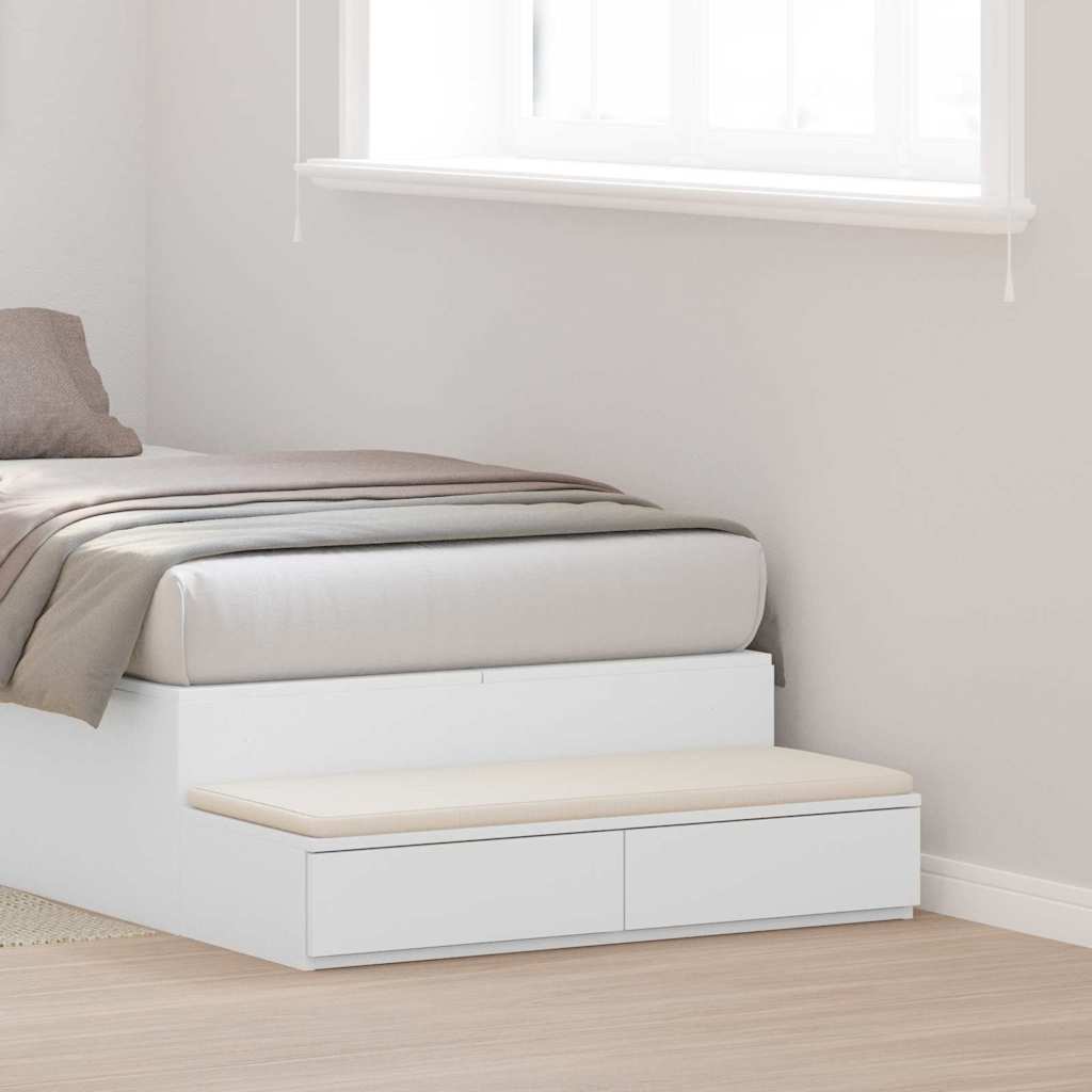 White Bed Drawers - 90x36.5x16.5 cm - Made from Engineered Wood - Design Hut