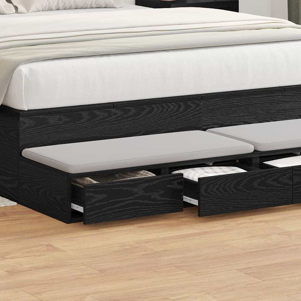 Bed Drawers Black 140x36.5x16.5 cm Built from Engineered Wood - R and M Furniture