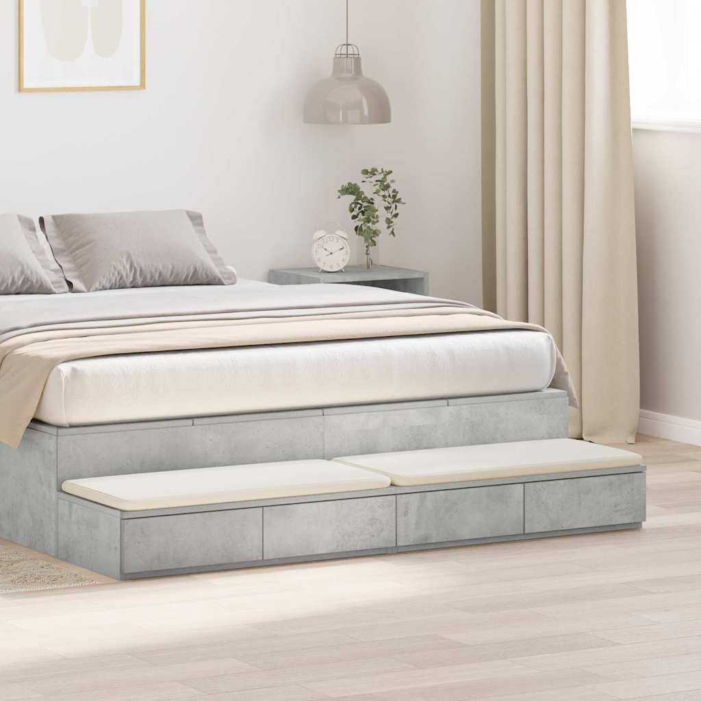 Bed Drawers in Concrete Grey, 140x36.5x16.5 cm, Made of Engineered Wood - Design Hut