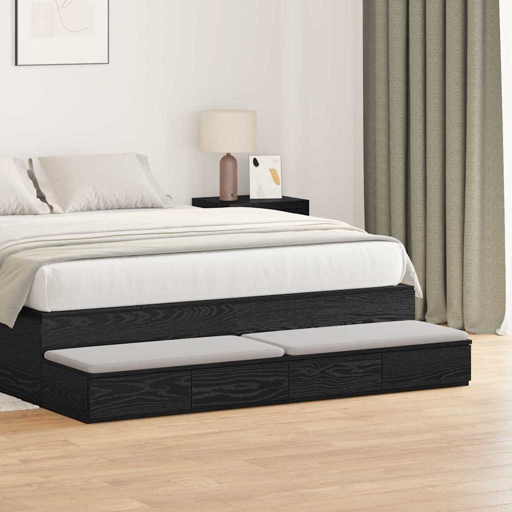 Bed Drawers Black Oak 150x36,5x16,5 cm Engineered Wood - Discount Dealers