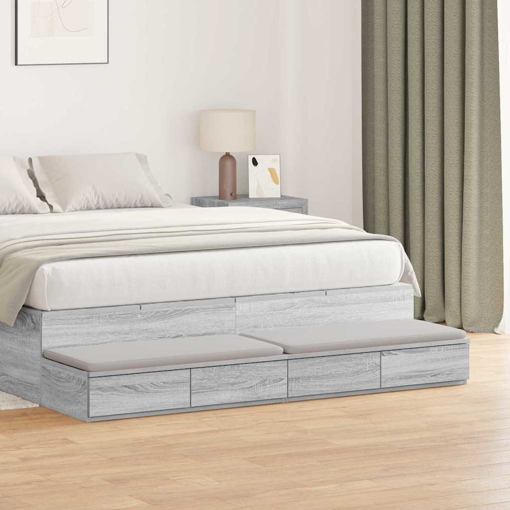 Bed Drawers - Grey Sonoma, 150 x 36.5 x 16.5 cm, Made of Engineered Wood - Discount Dealers