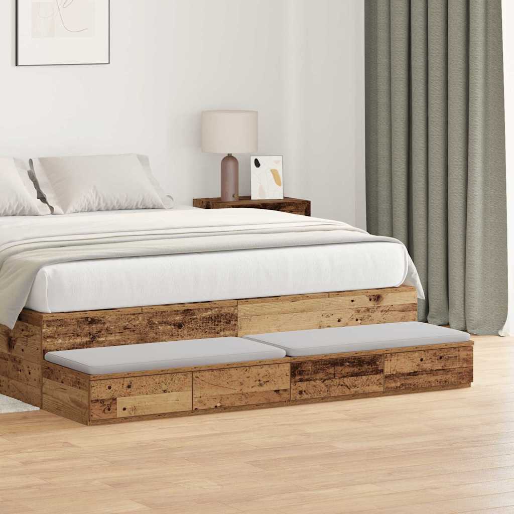 Bed Drawers Old Wood 150x36,5x16,5 cm Engineered Wood - Discount Dealers