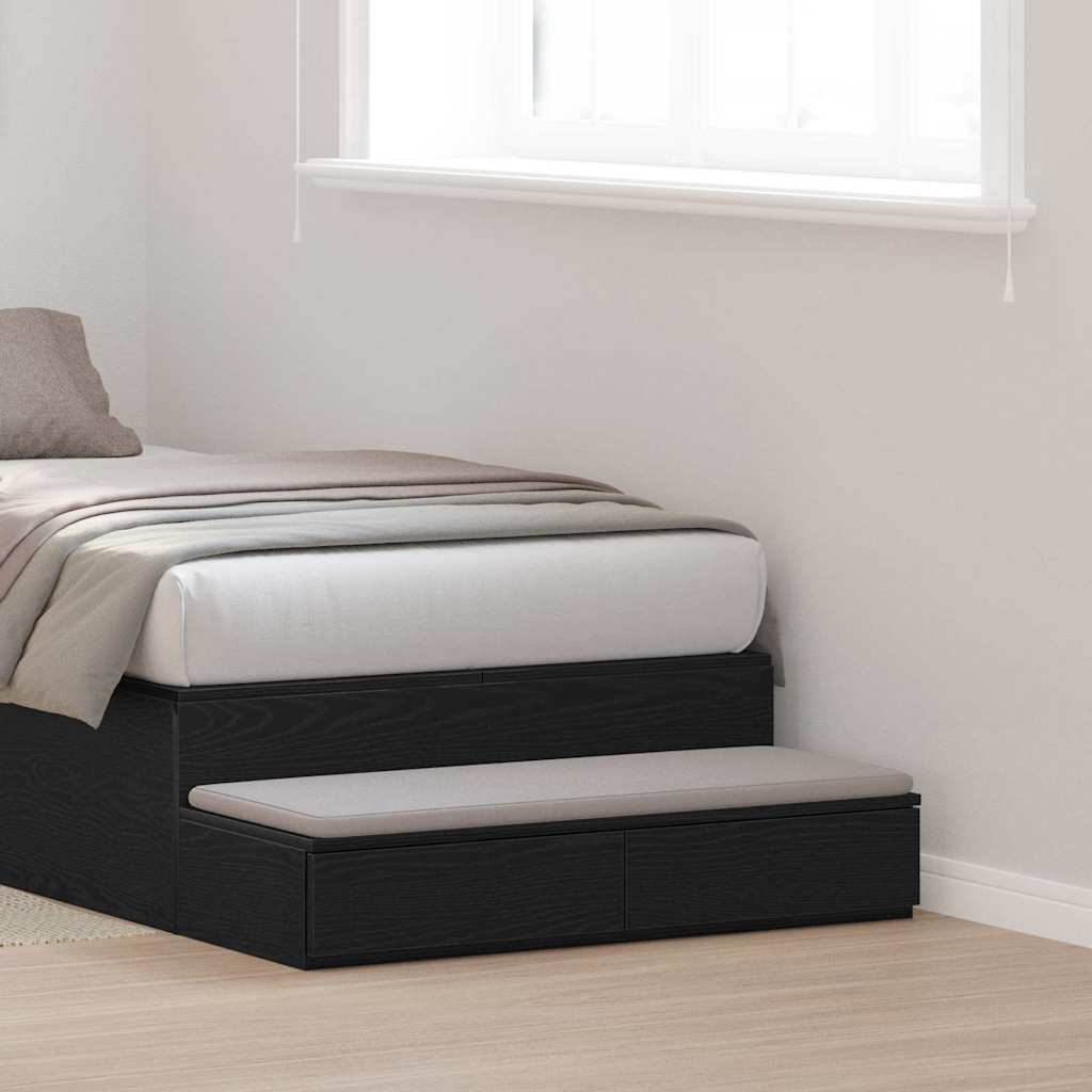 Black Bed Drawers 75x36.5x16.5 cm Made from Engineered Wood - Merkel Designers