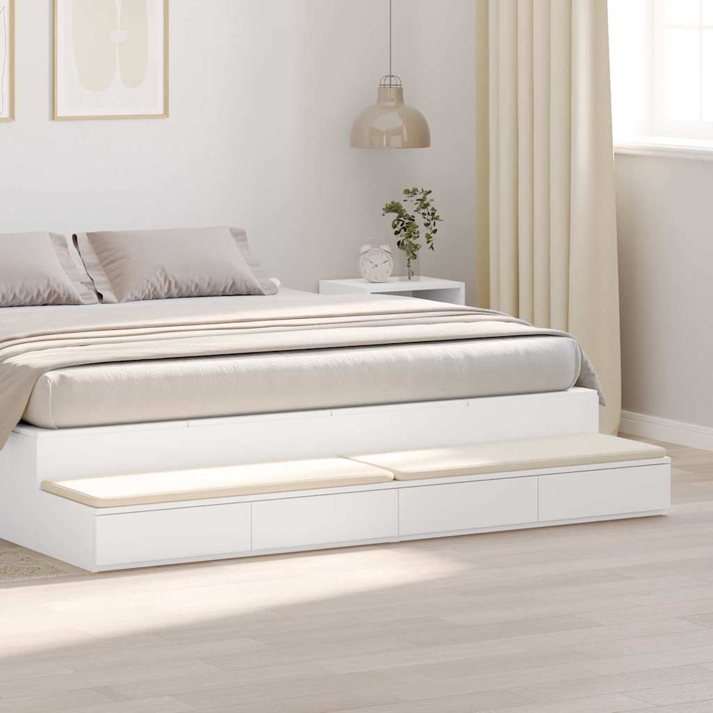 White Bed Drawers, 180x36.5x16.5 cm, Made of Engineered Wood - Sid & Sam