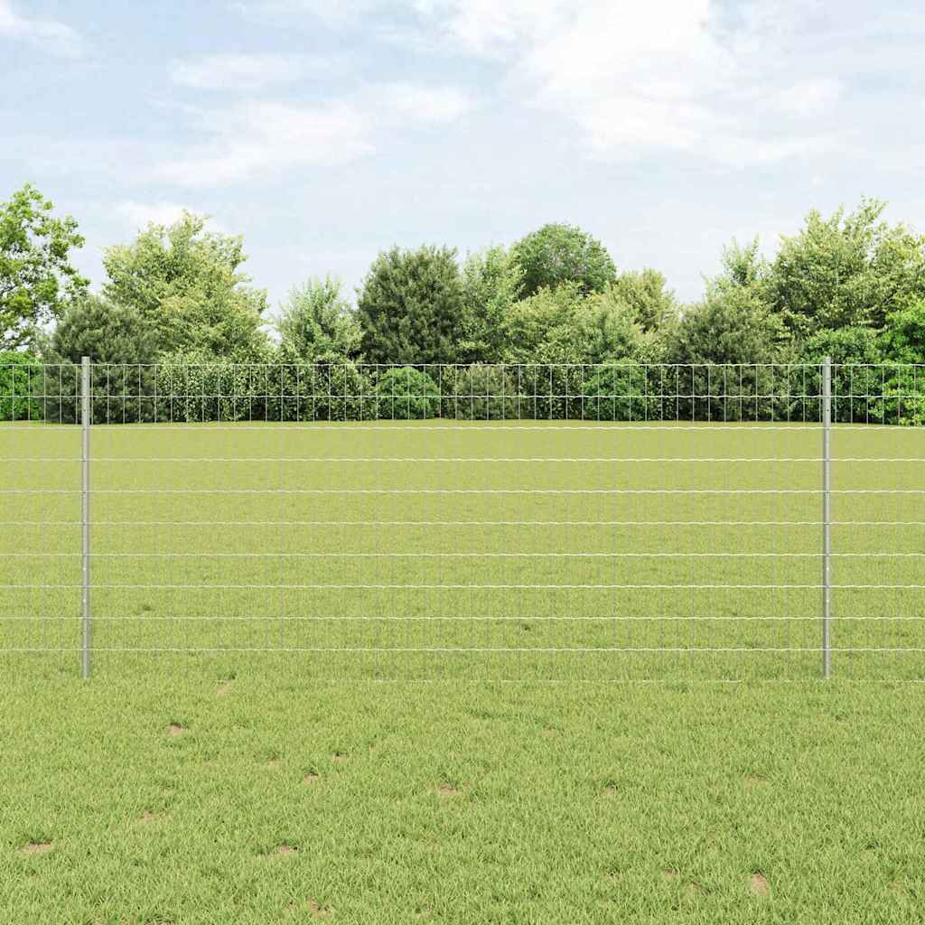 Euro Fence with 10 U Posts Silver 1x10 m Steel - Merlin Deals