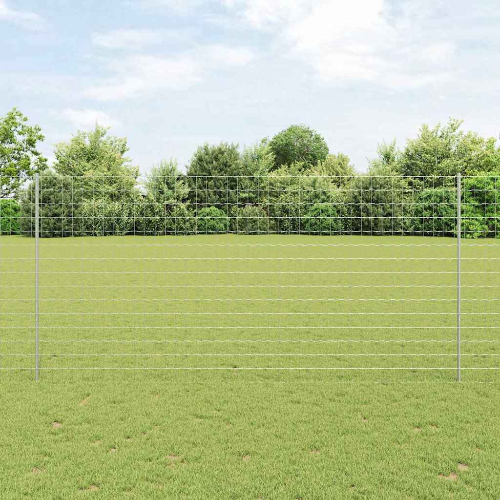 Euro Fence with 10 U Posts Silver 1,5x10 m Steel - Decor Base
