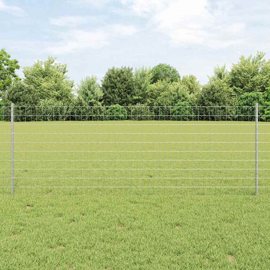 Euro Fence with 11 U Posts Silver 0,8x25 m Steel - Design Hut