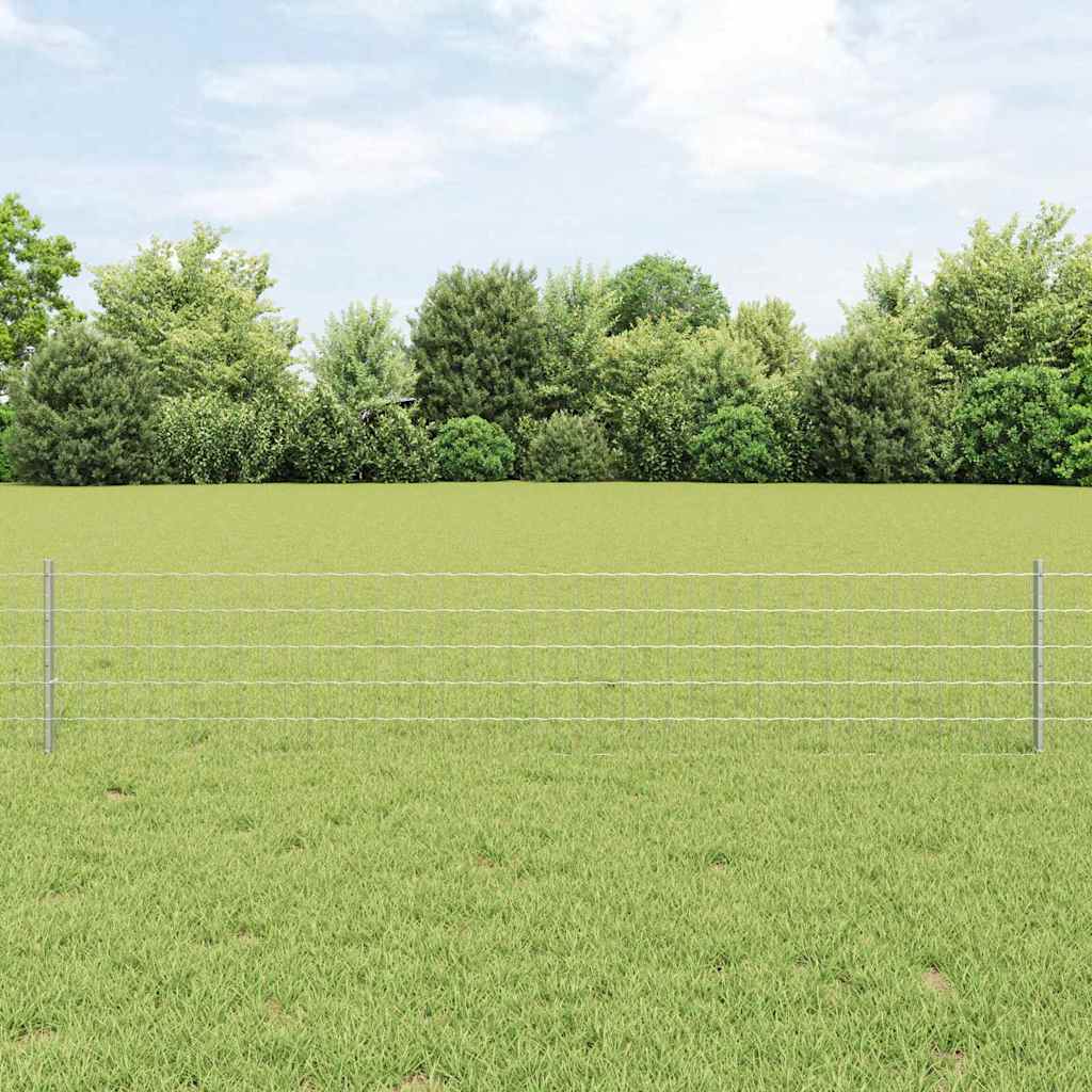 Euro Fence with 22 U Posts Silver 0,4x50 m Steel - Brittle & Co