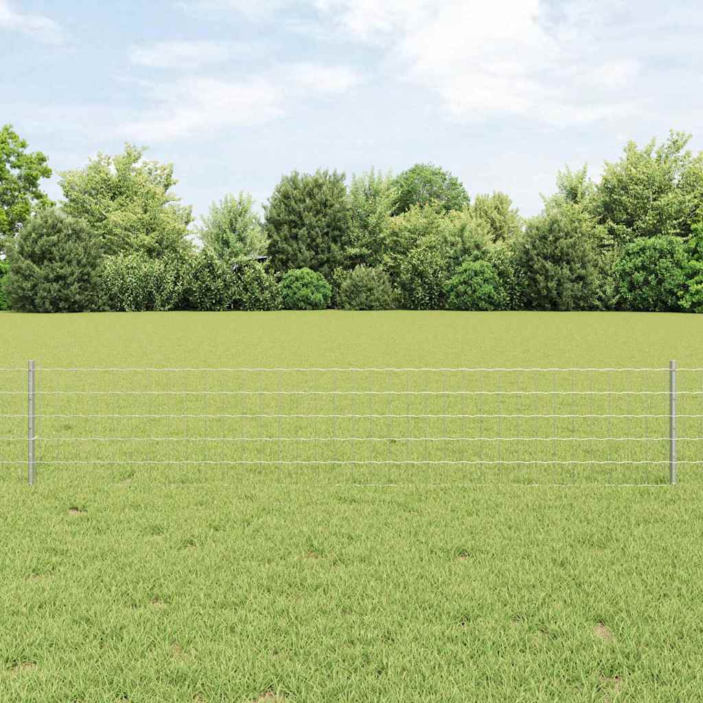 Euro Fence with 5 U Posts Silver 0,4x10 m Steel - Decor Base