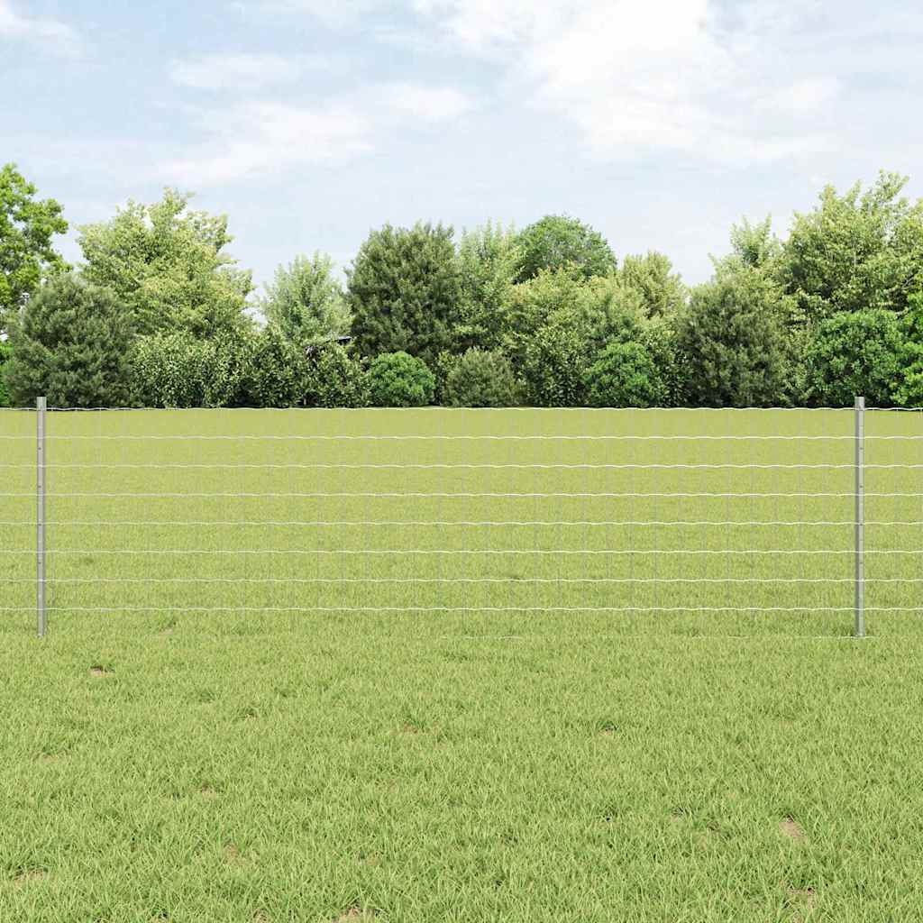 Euro Fence with 5 U Posts Silver 0,6x10 m Steel - Direct Imports