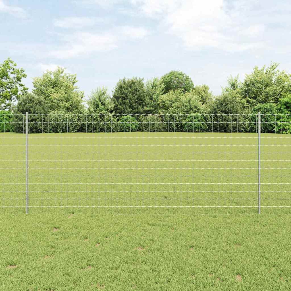 Euro Fence with 10 U Posts Silver 1x10 m Steel - Charlotte Dunes