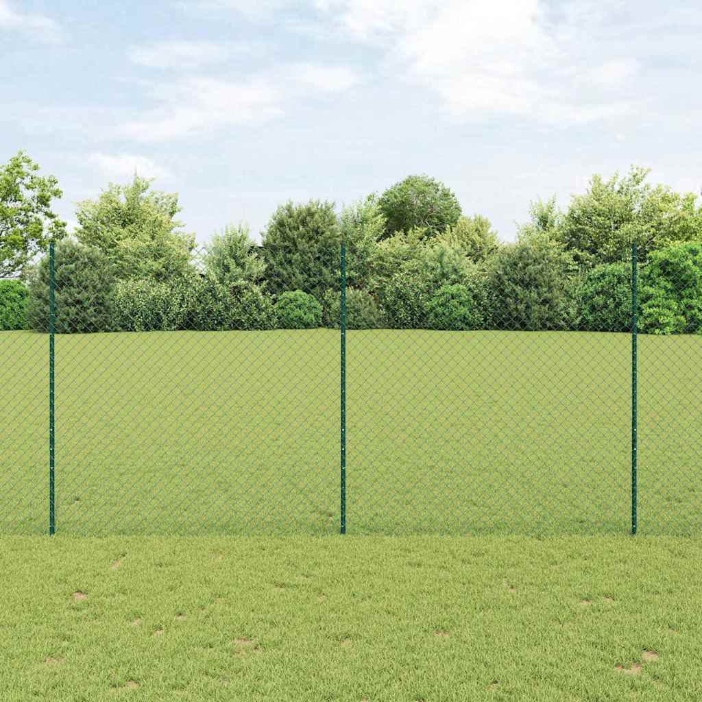Chain Link Fence with 10 U Posts Green 1.6x10 m Steel - Tyrell & Tyrell