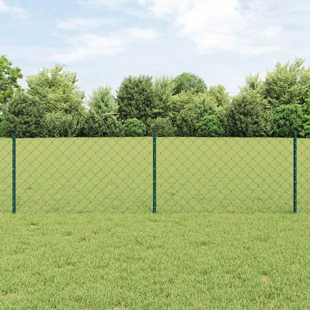 Chain Link Fence with 10 U Posts Green 0.6x10 m Steel - All Things Good
