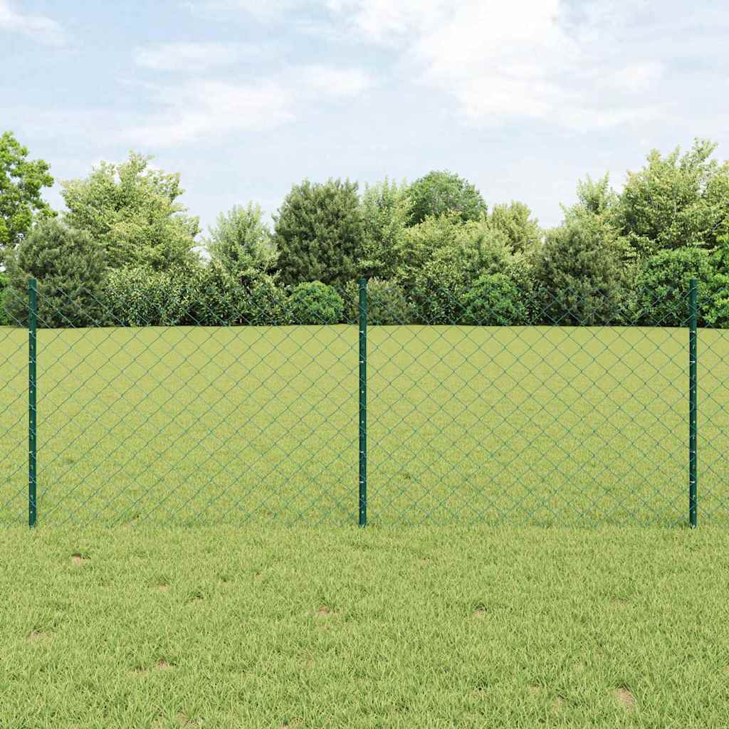 Chain Link Fence with 10 U Posts Green 0.8x10 m Steel - All Things Good