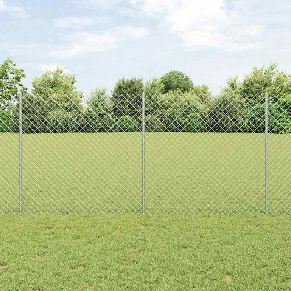 Chain Link Fence with 20 U Posts Silver 1.2x10 m Steel - Merkel Designers