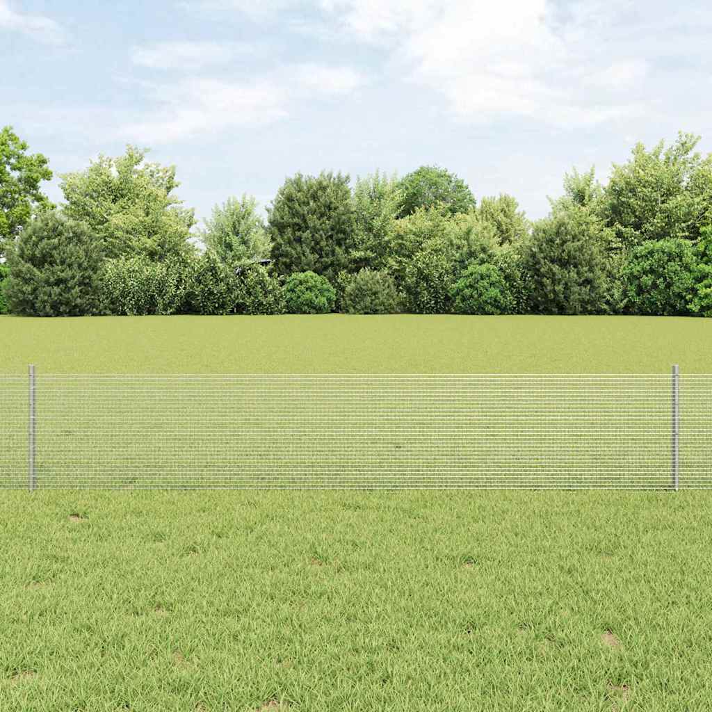 Welded Wire Fence with 5 U Posts Silver 0.4x10 m Steel - Style and Chic