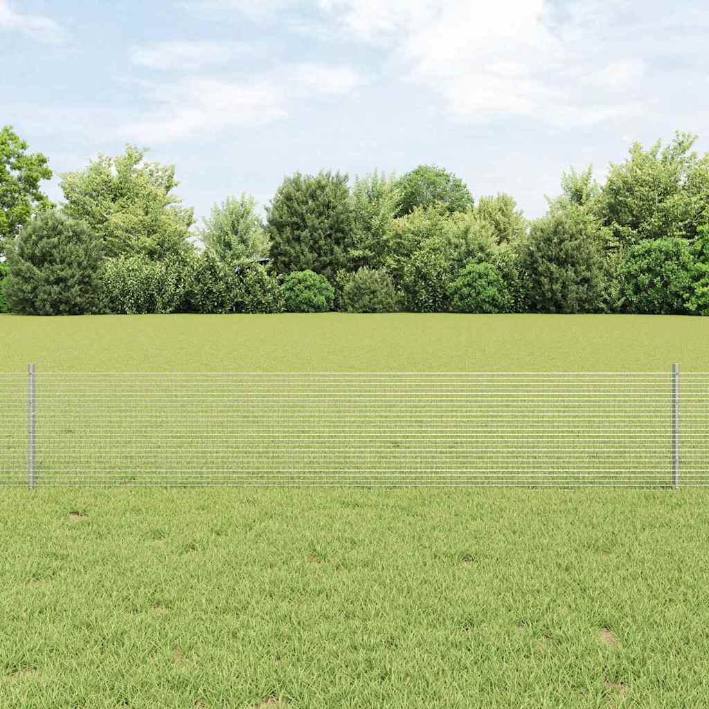 Welded Wire Fence with 5 U Posts Silver 0,4x10 m Steel - Direct Imports