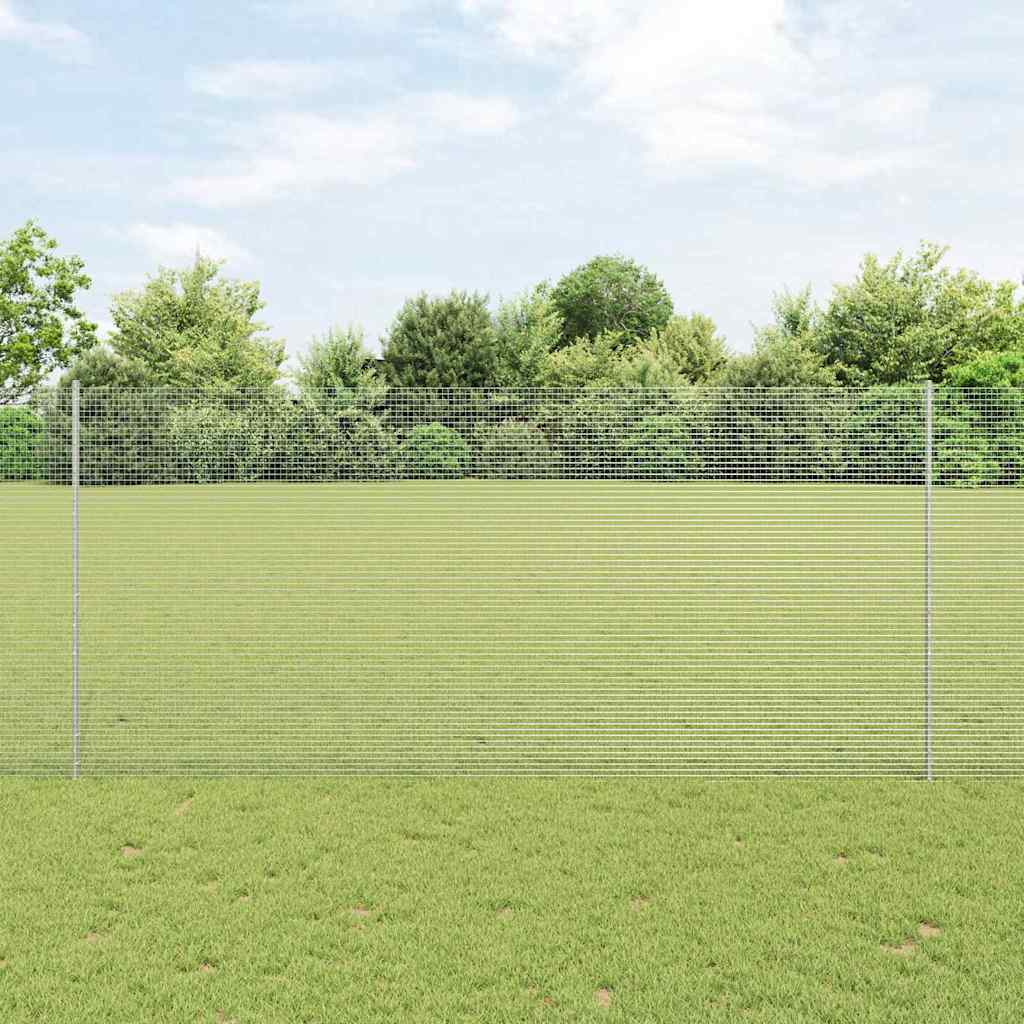 Welded Wire Fence with 10 U Posts Silver 1.4x10 m Steel - Decor Base