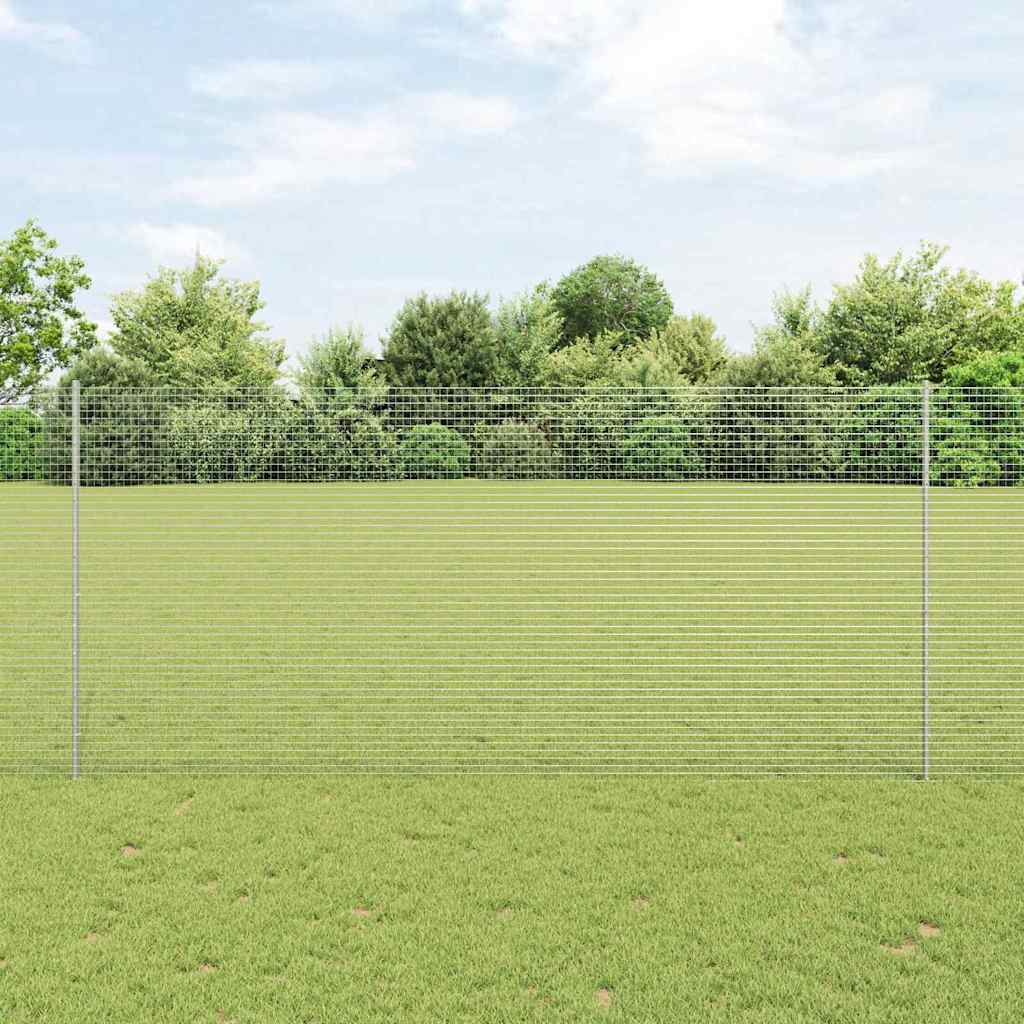 Welded Wire Fence with 22 U Posts Silver 1.4x25 m Steel - Merkel Designers