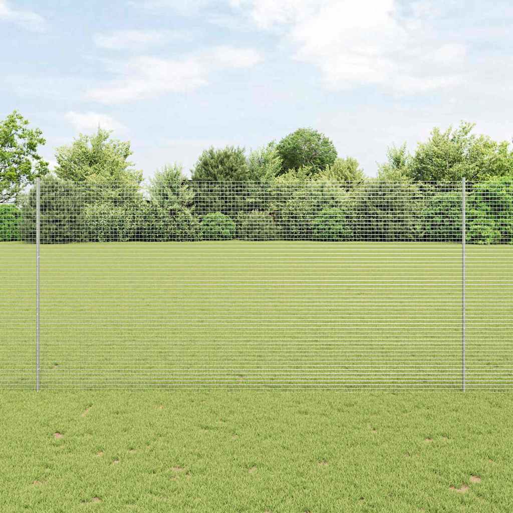 Welded Wire Fence with 22 U Posts Silver 1.6x25 m Steel - All Things Good
