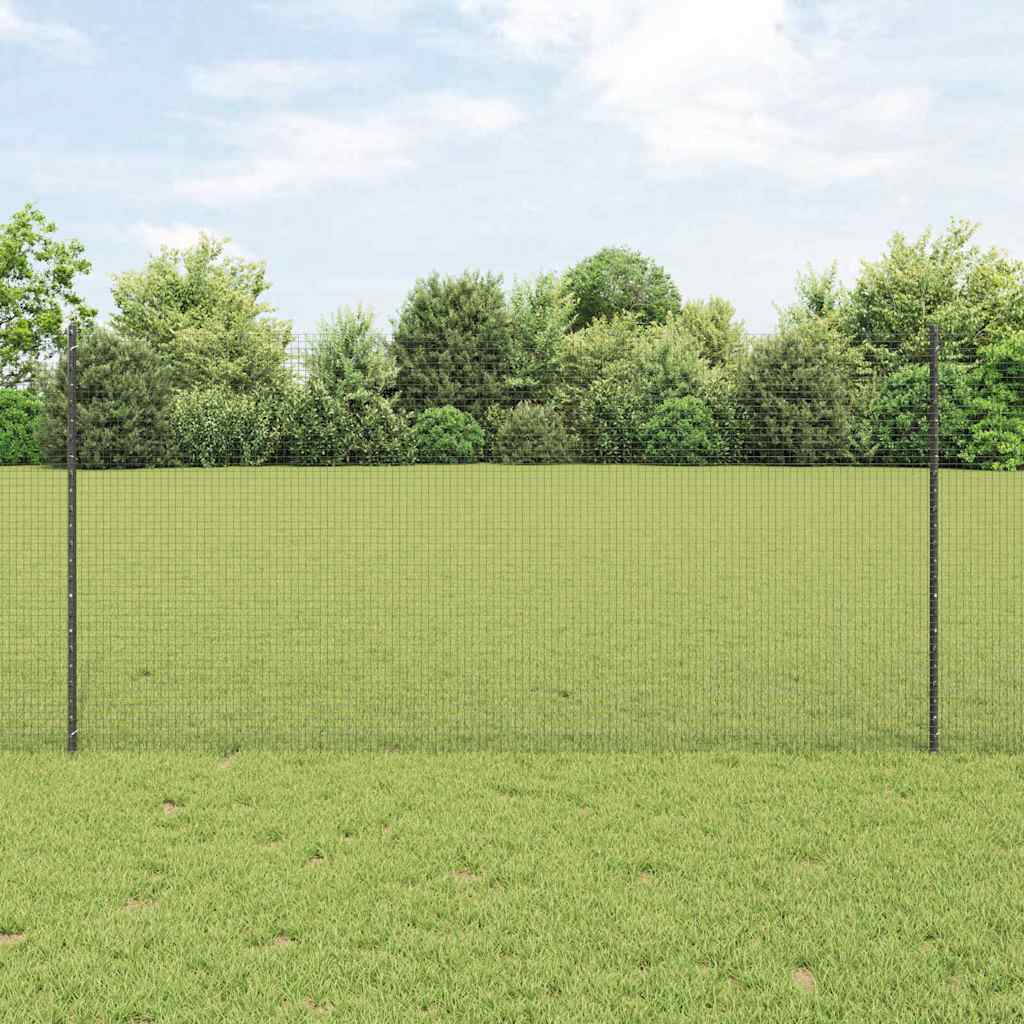 Welded Wire Fence with 10 U Posts Grey 1.2x10 m Steel - Style and Chic