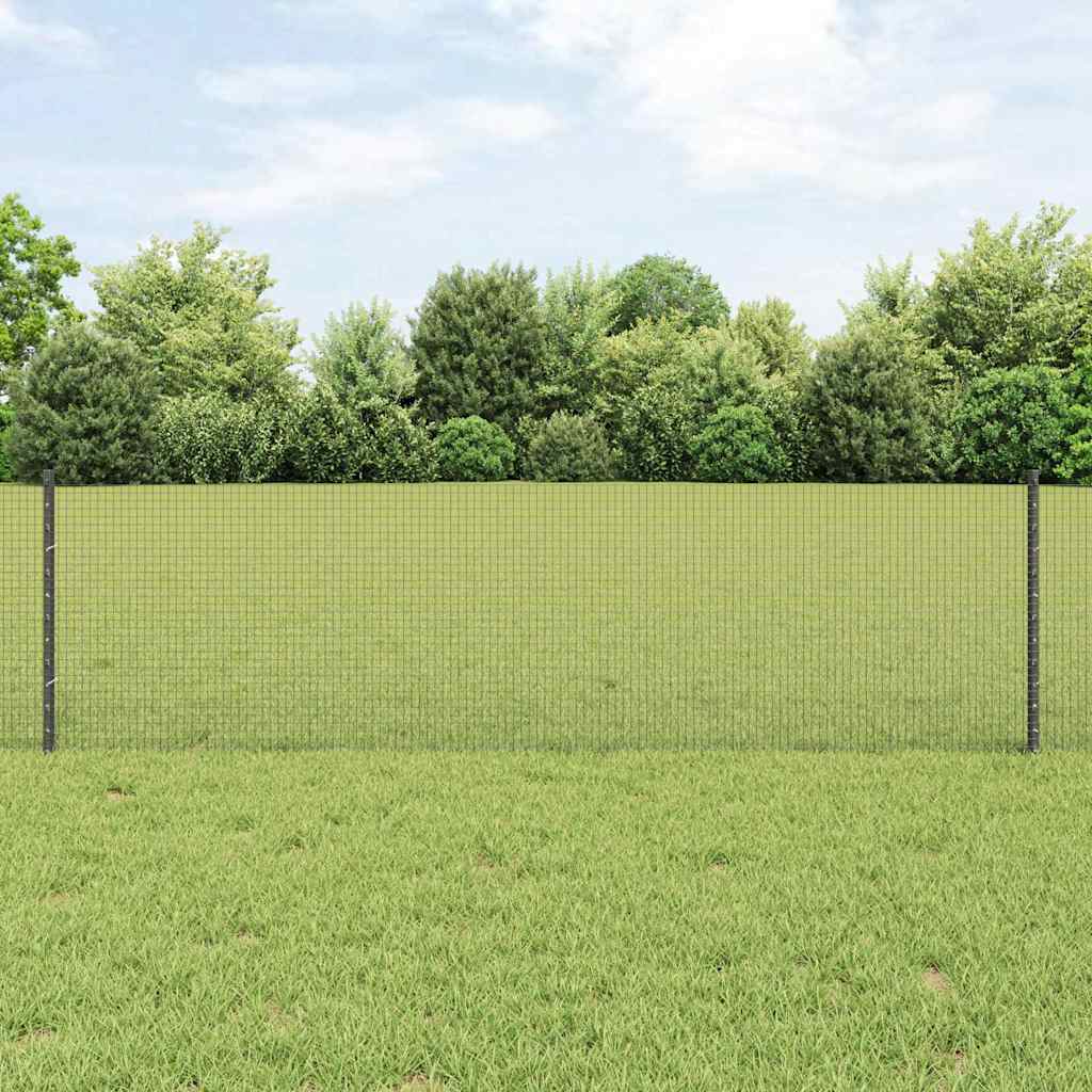 Welded Wire Fence with 44 U Posts Grey 0.6x100 m Steel - Style and Chic