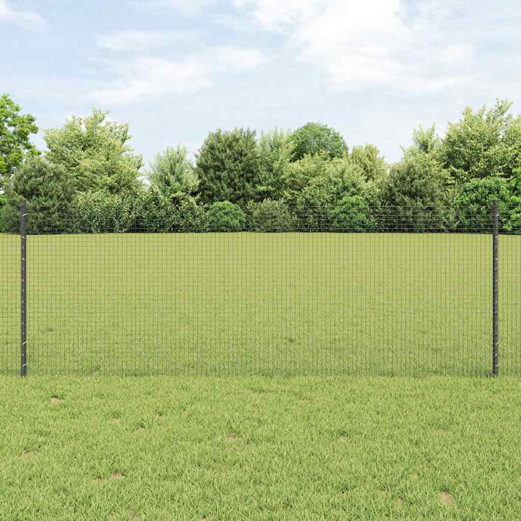 Welded Wire Fence with 44 U Posts Grey 0.8x100 m Steel - Decor Base