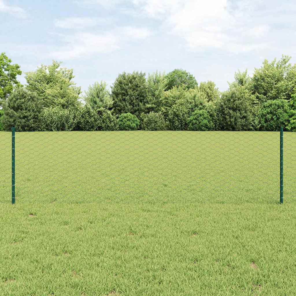 Fence Posts 11 pcs U-Channel Green 60 cm Steel - Casper Homes