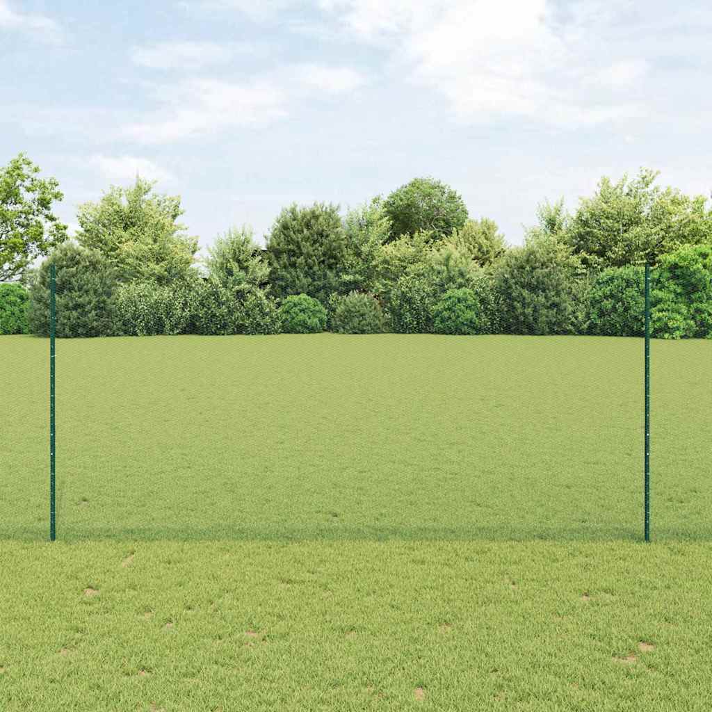 Fence Posts 11 pcs U-Channel Green 140 cm Steel - Decor Base
