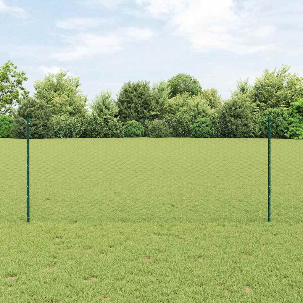 Fence Posts 11 pcs U-Channel Green 100 cm Steel - Design Hut