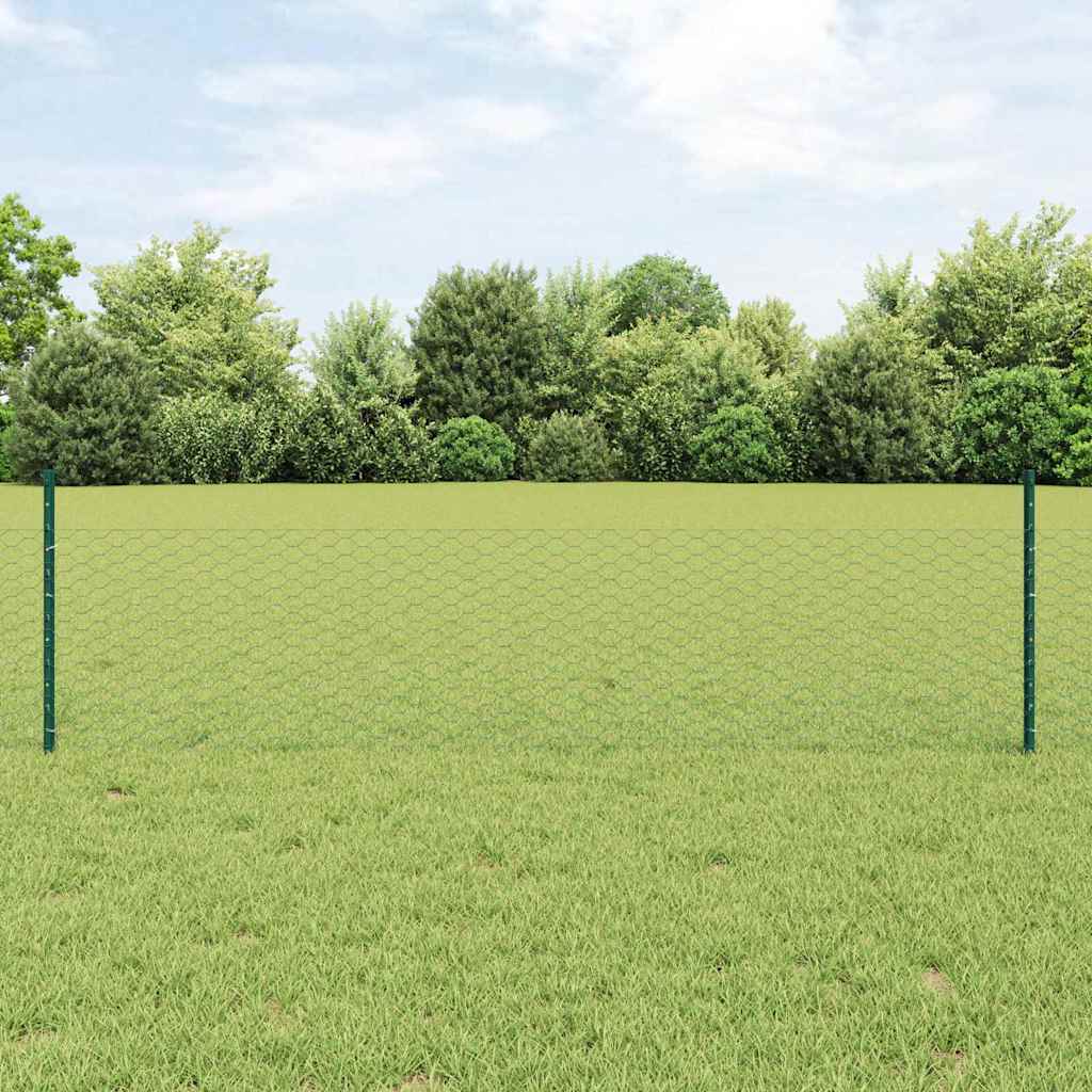Fence Posts 11 pcs U-Channel Green 60 cm Steel - Decor Base