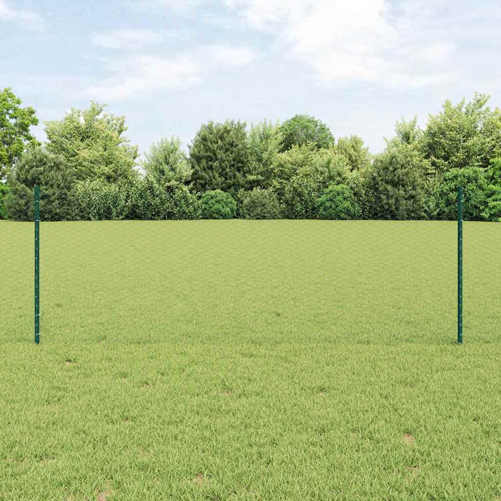 Fence Posts 11 pcs U-Channel Green 80 cm Steel - Decor Base