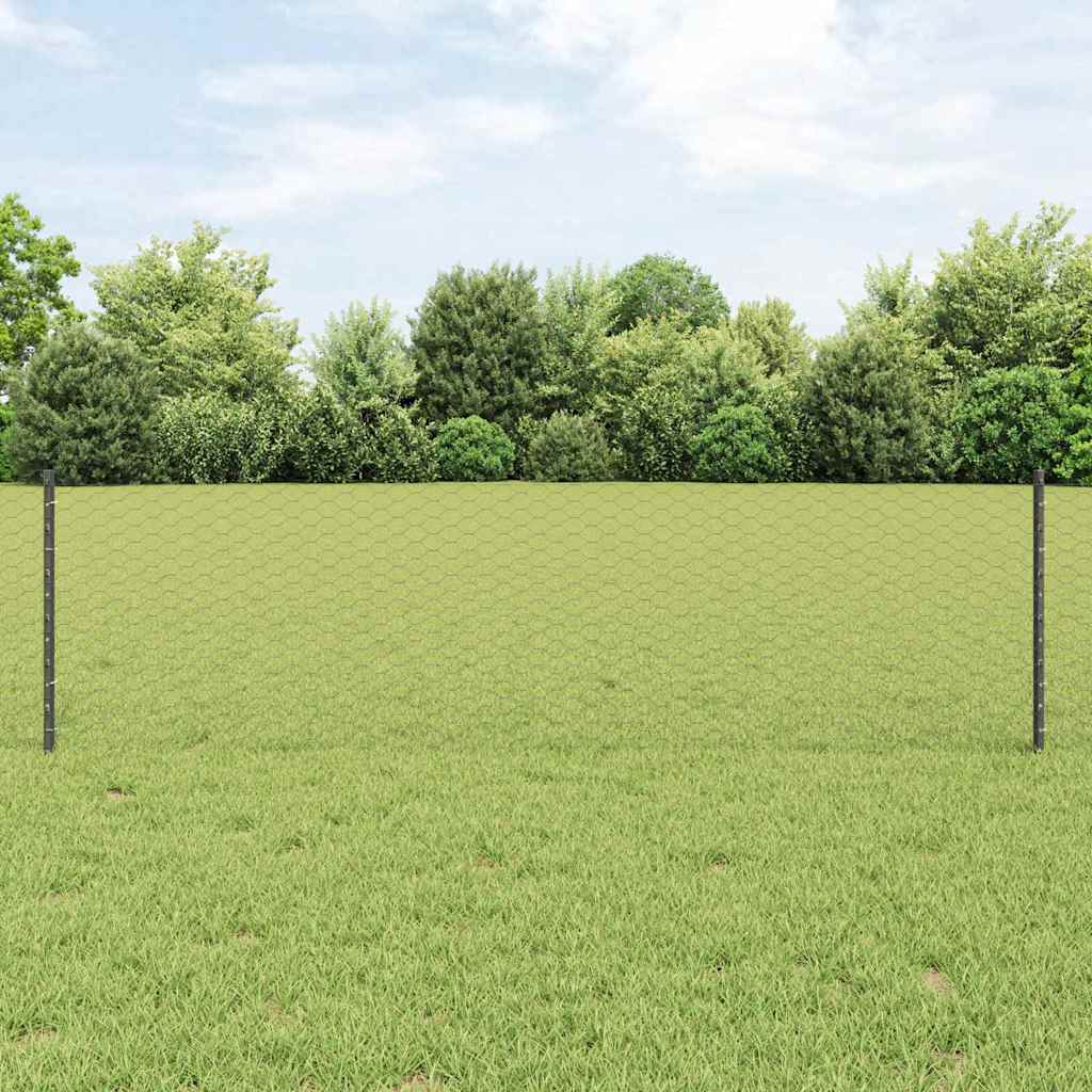 Fence Posts 11 pcs U-Channel Grey 60 cm Steel - Decor Base