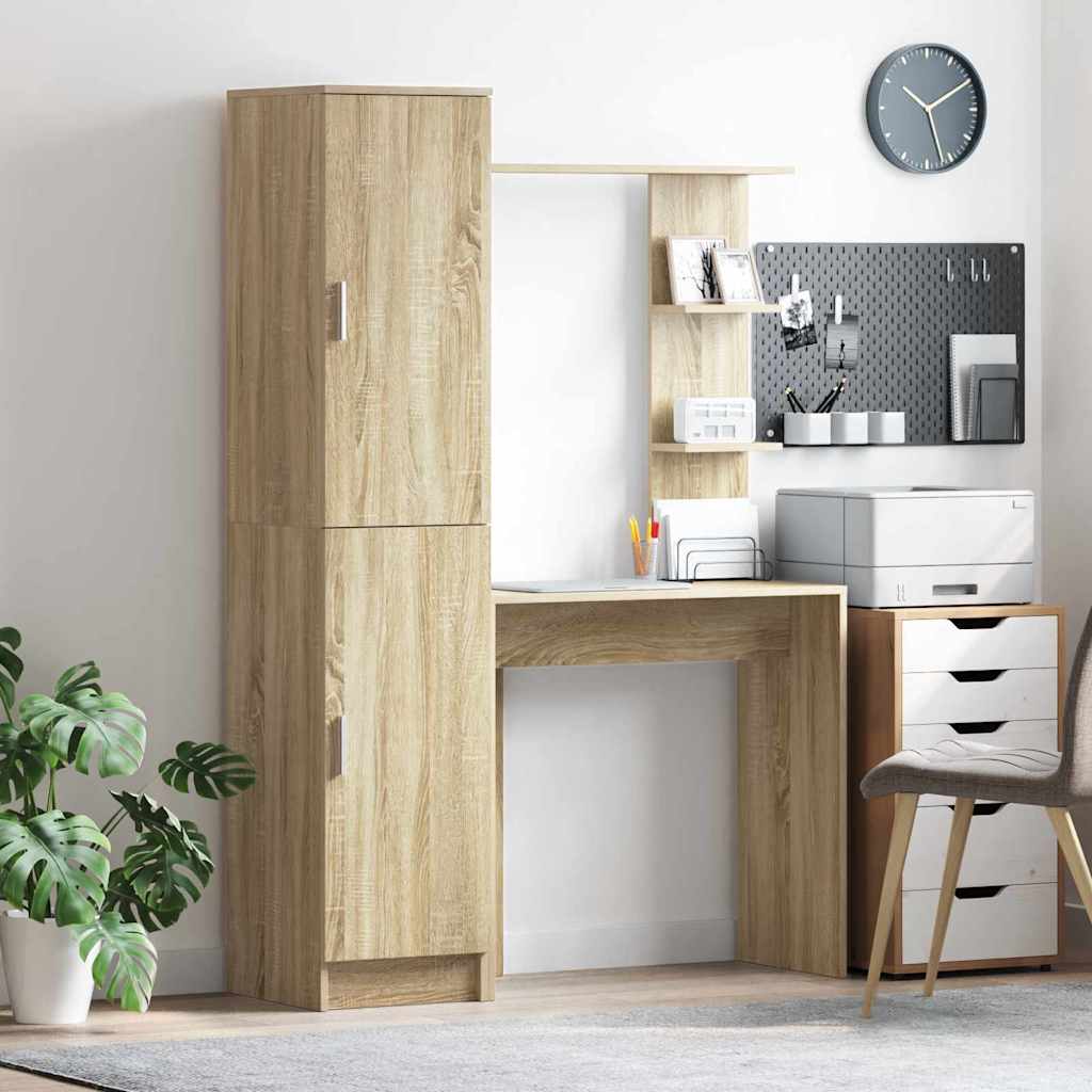 Desk with Storage Sonoma Oak Engineered Wood - Sid & Sam