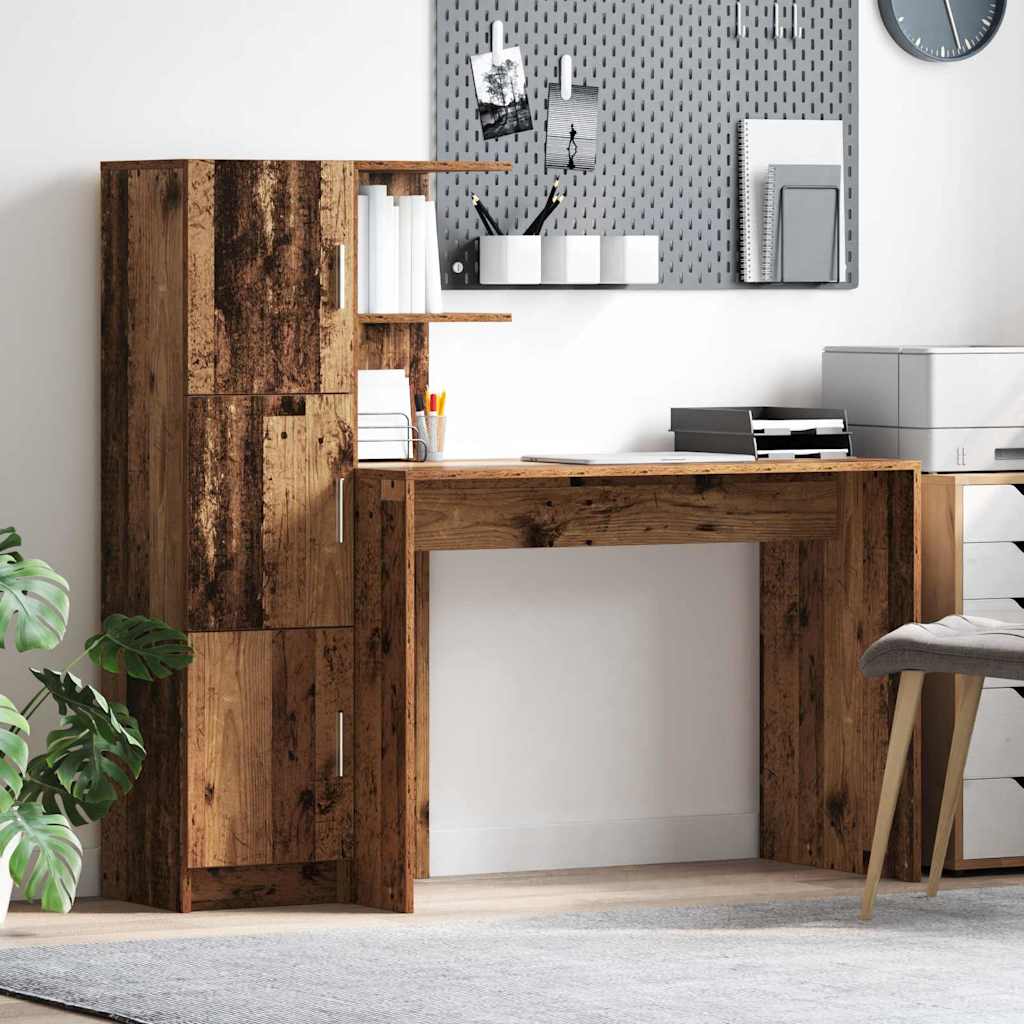 Desk with Storage Old Wood Engineered Wood - Sid & Sam