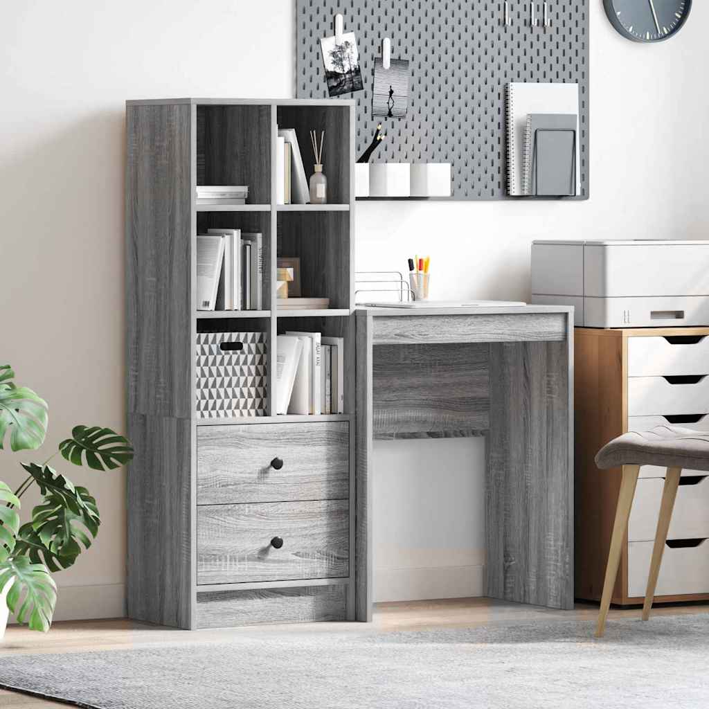 Desk with Storage Grey Sonoma Engineered Wood - Merkel Designers