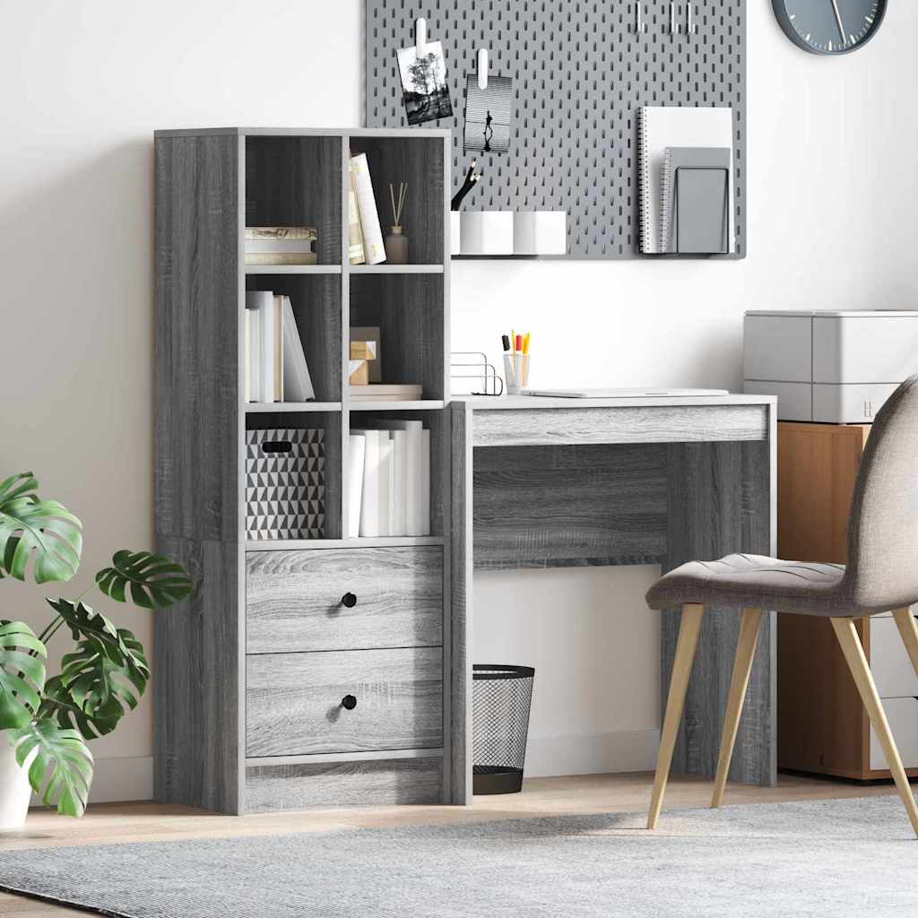 Desk with Storage Grey Sonoma Engineered Wood - All Things Good