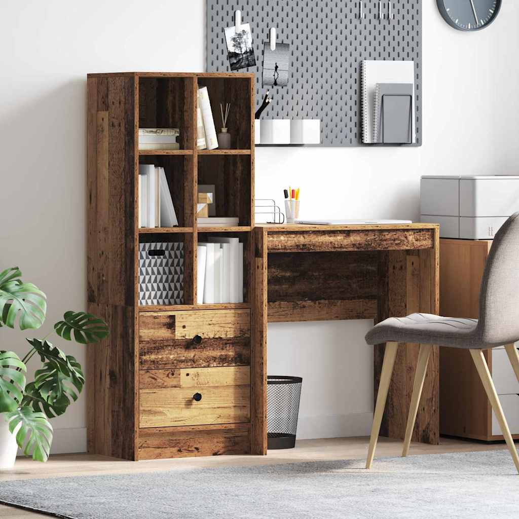 Desk with Storage Old Wood Engineered Wood - Design Hut
