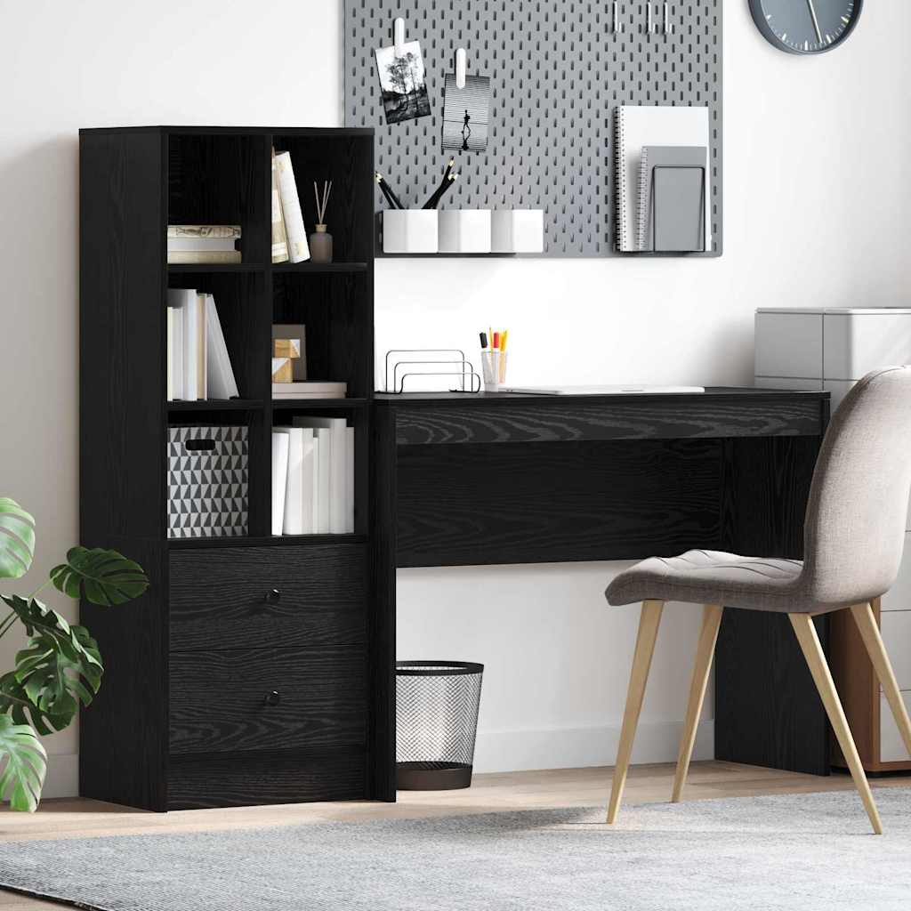 Desk with Storage Black Oak Engineered Wood - Merkel Designers