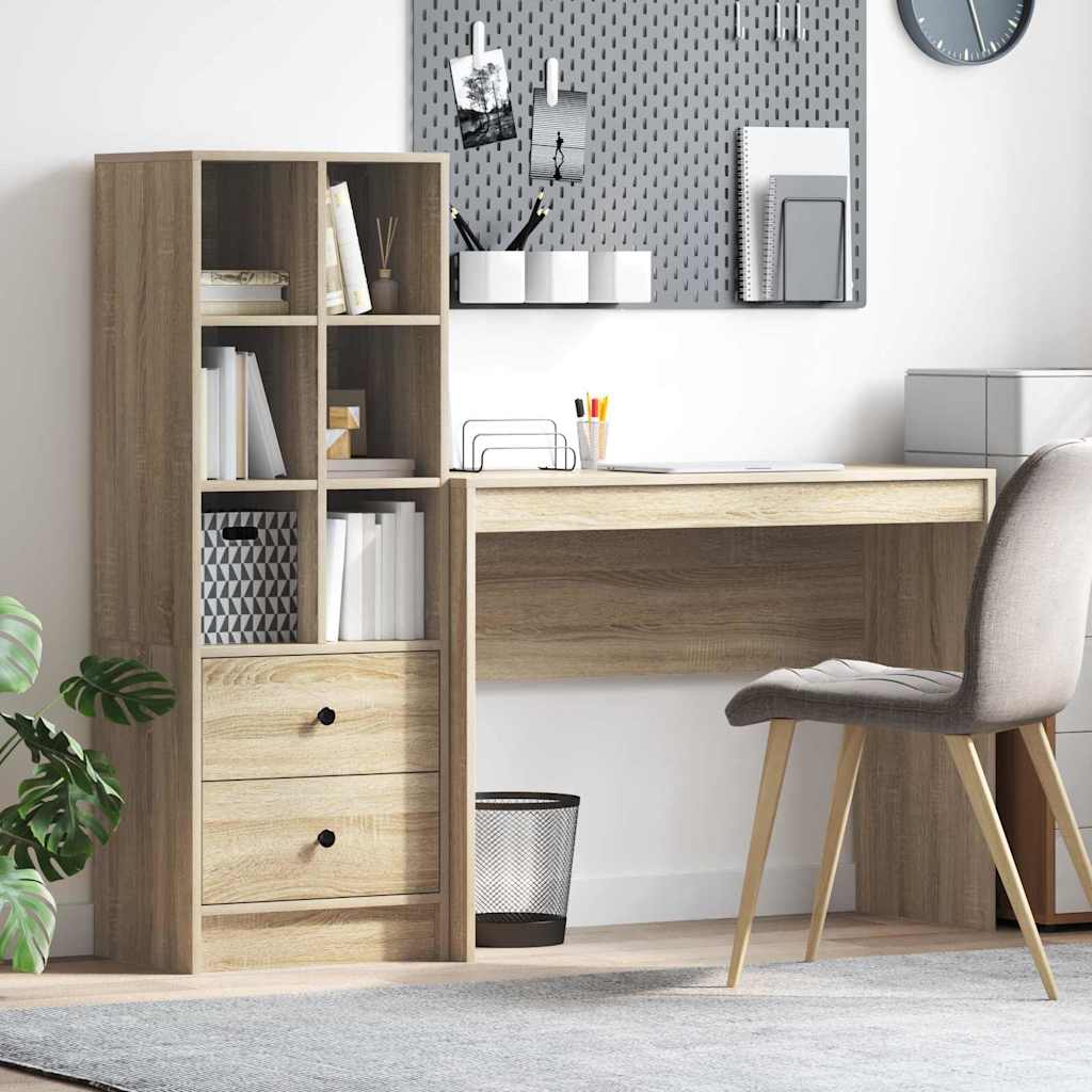 Desk with Storage Sonoma Oak Engineered Wood - Decor Base
