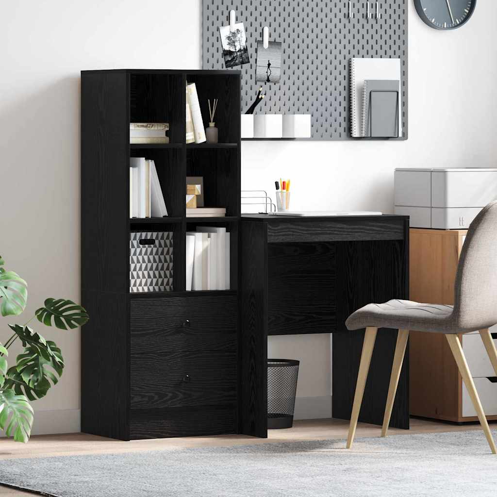 Desk with Storage Black Oak Engineered Wood - Sid & Sam