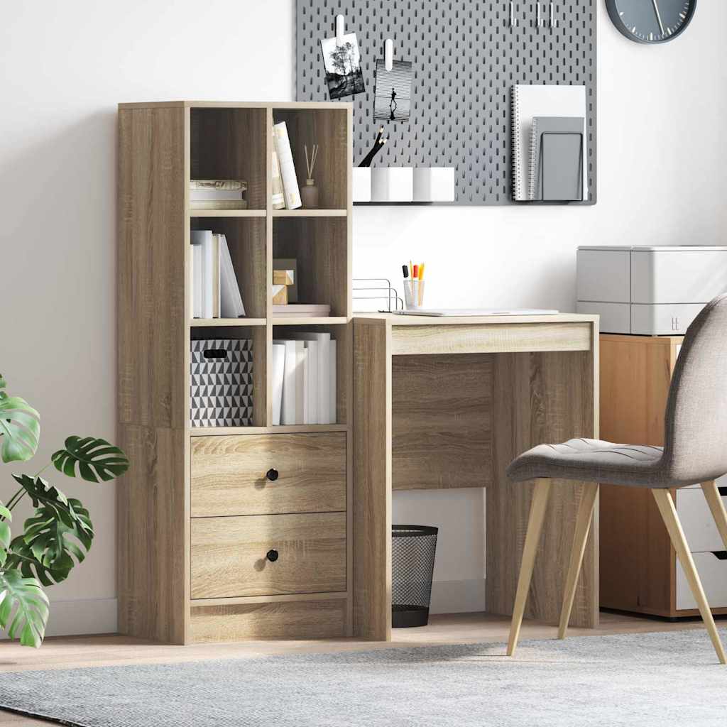Desk with Storage Sonoma Oak Engineered Wood - Style and Chic
