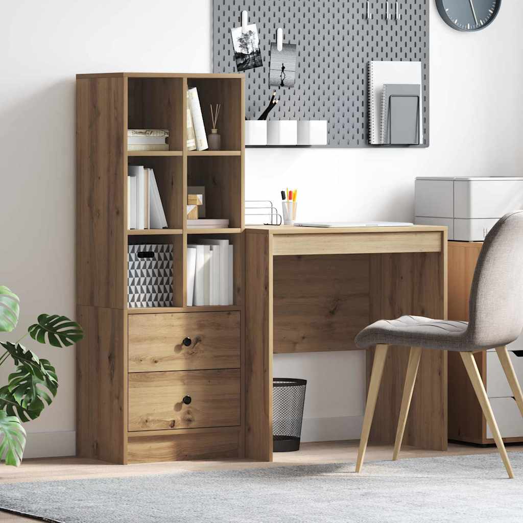 Desk with Storage Artisan Oak Engineered Wood - Merkel Designers