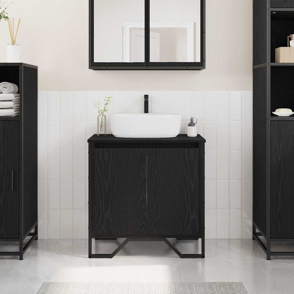 Bathroom Sink Cabinet Black Oak 60x35x60 cm Engineered Wood - The Home Maker
