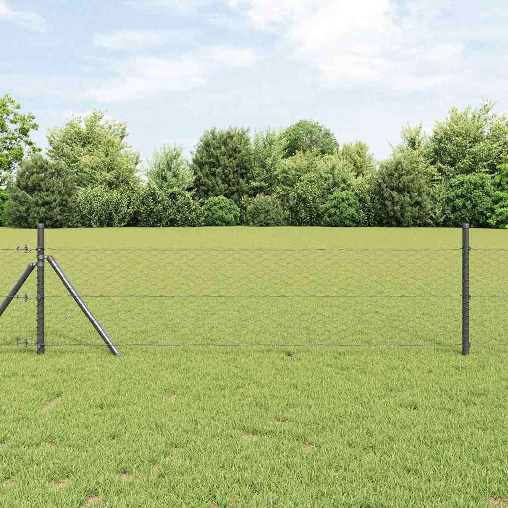 Hexagon Fence Grey 0.6x25 m Steel - Direct Imports
