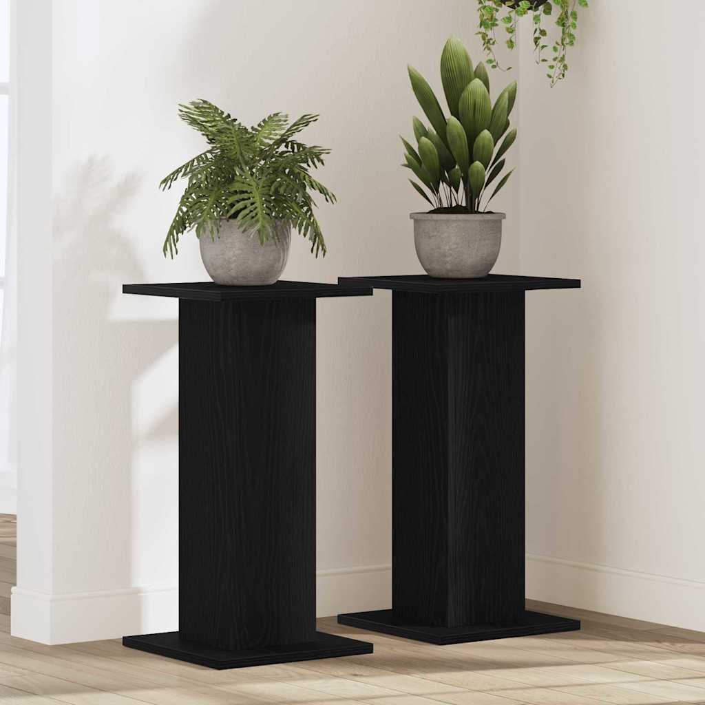 PAVUE Plant Stand 2 pcs 30x30x60 cm Wooden - Black Oak - Charlotte Dunes
