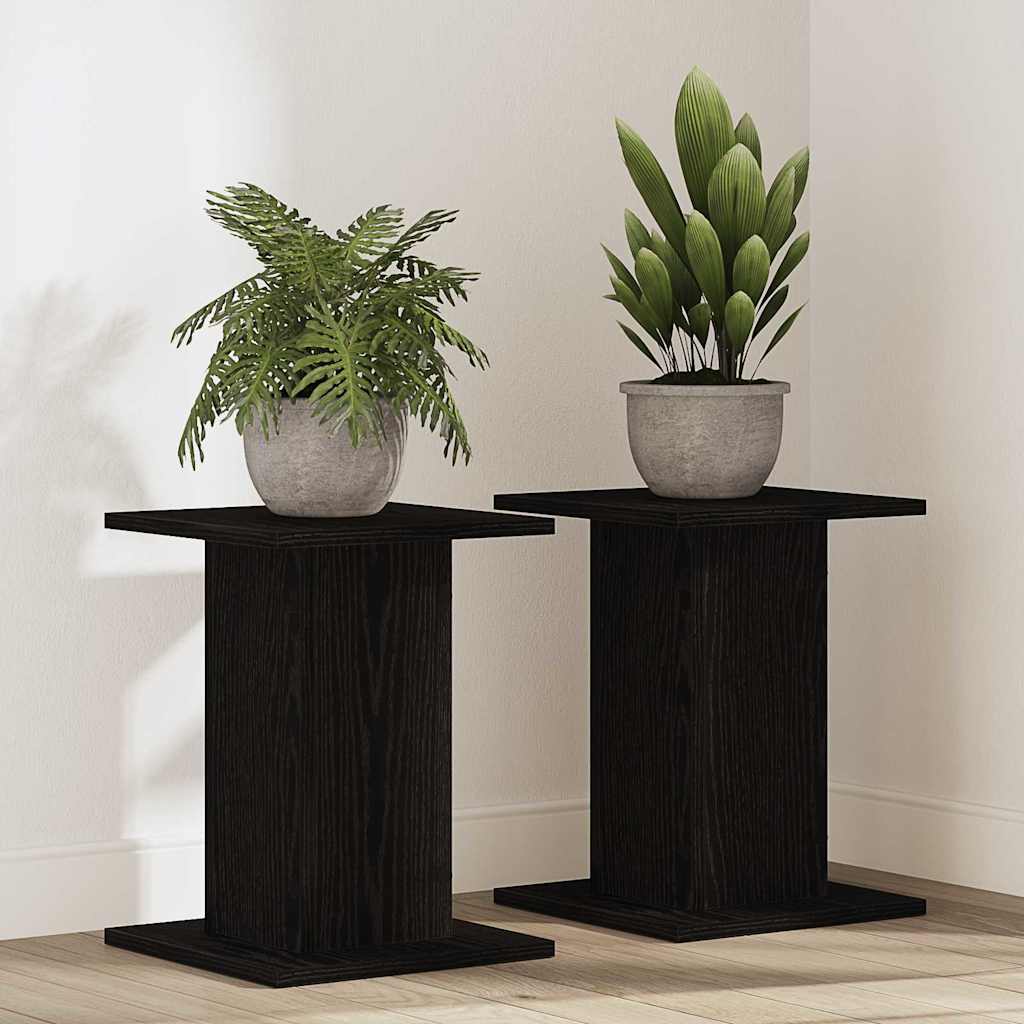 PAVUE Plant Stand 2 pcs 30x30x40 cm Wooden - Black Oak - Charlotte Dunes