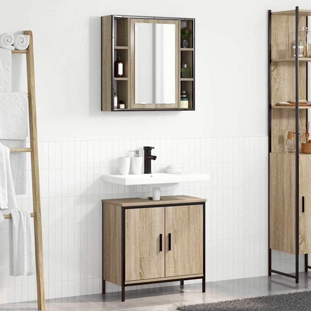 2 Piece Bathroom Furniture Set Sonoma Oak Engineered Wood - Decor Base