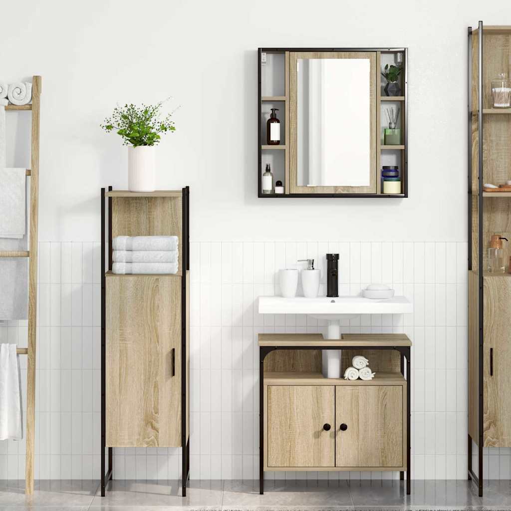 3 Piece Bathroom Furniture Set Sonoma Oak Engineered Wood - Discount Dealers