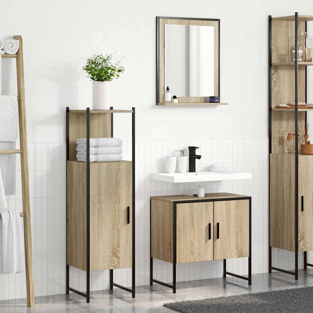 3 Piece Bathroom Furniture Set Sonoma Oak Engineered Wood - Casper Homes